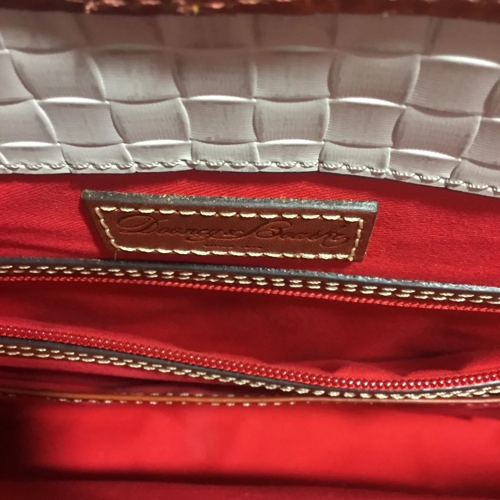 Dooney & Bourke Weave Tote Tan Leather Trim Logo Shoulder Bag
